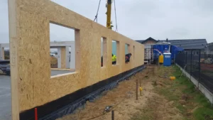 dom szkieletowy Prízemný z dachem dwuspadowym i garażem 170 m2 Poznań 1