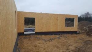 dom szkieletowy Prízemný z dachem dwuspadowym i garażem 170 m2 Poznań 16